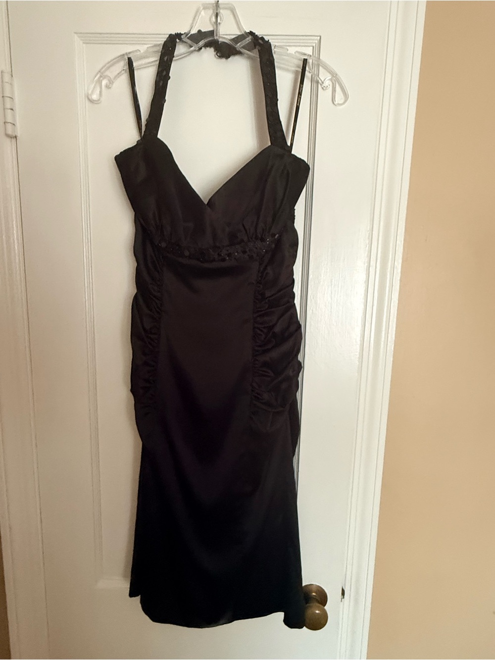Vintage Y2K Betsey Johnson Evening Silk Black Halter with Sequins Dress